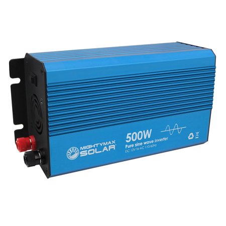 MIGHTY MAX BATTERY Power Inverter, Pure Sine Wave, 500 W Continuous, 2 Outlets MAX3532820
